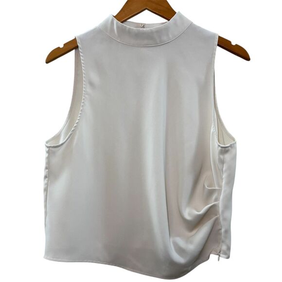 Zara Sleeveless Side Ruched Tank Top Blouse Cream White Size Extra Large - Picture 3 of 6
